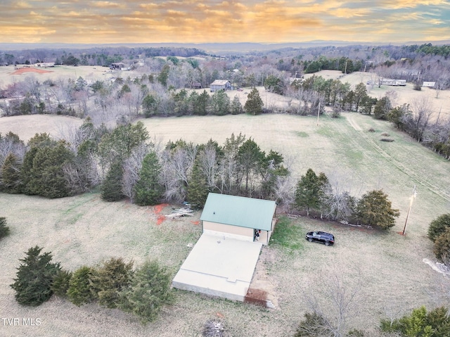 drone / aerial view with a rural view