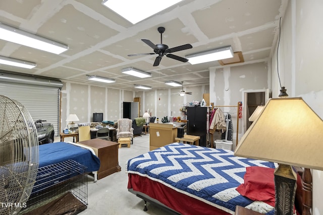 bedroom with unfinished concrete floors