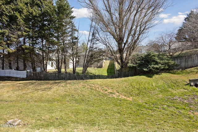 view of yard featuring fence