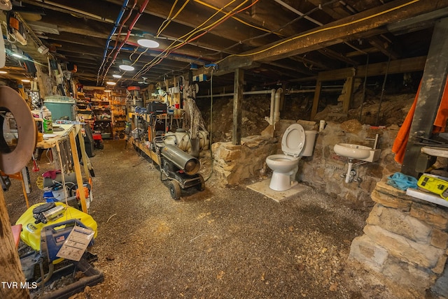 unfinished below grade area with a sink