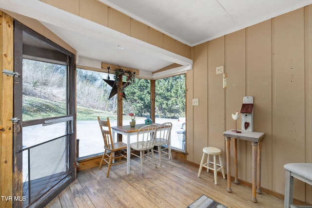 dining space with light wood-type flooring