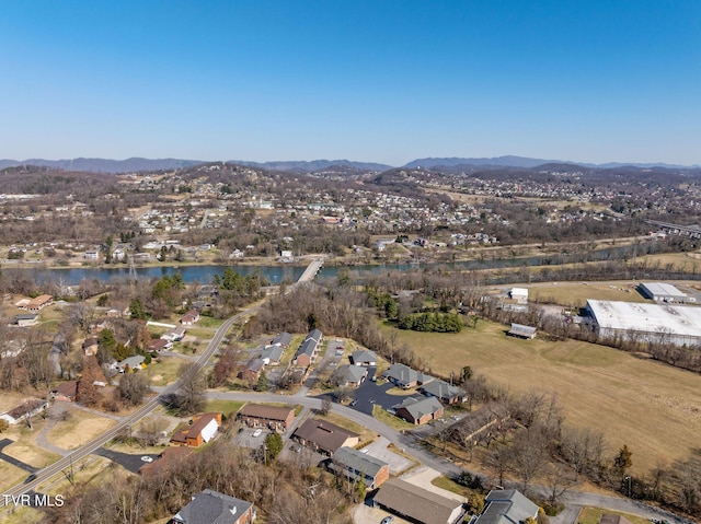 aerial view with a water and mountain view