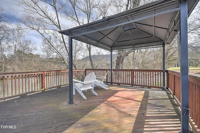 deck featuring a gazebo