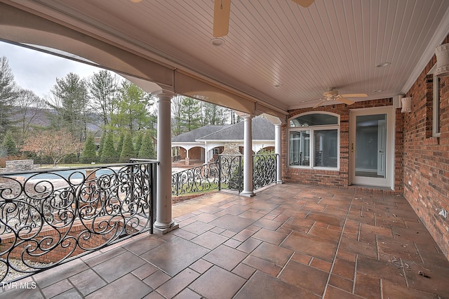 view of patio / terrace featuring a ceiling fan