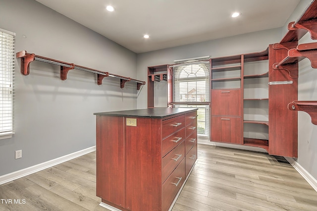 spacious closet featuring light wood finished floors