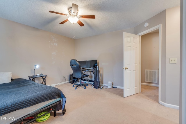 bedroom with carpet, visible vents, and baseboards