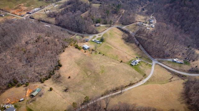 aerial view featuring a rural view