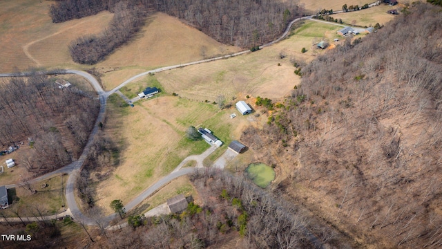 bird's eye view with a rural view