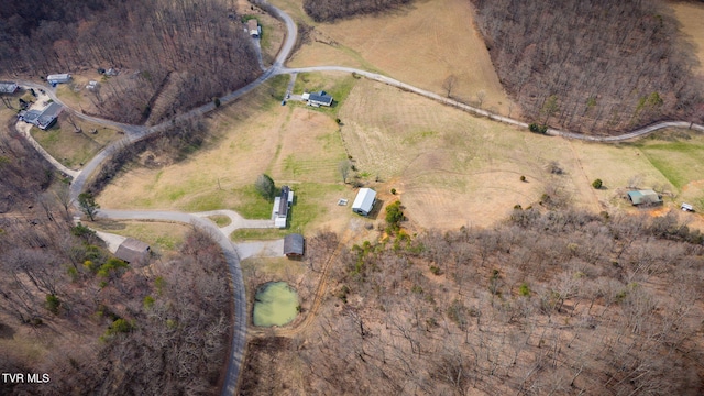 bird's eye view featuring a rural view