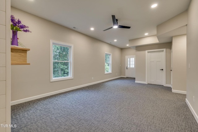 129 Stratton Pl, Kingsport, TN 37663 - carpeted spare room featuring a ceiling fan and recessed lighting
