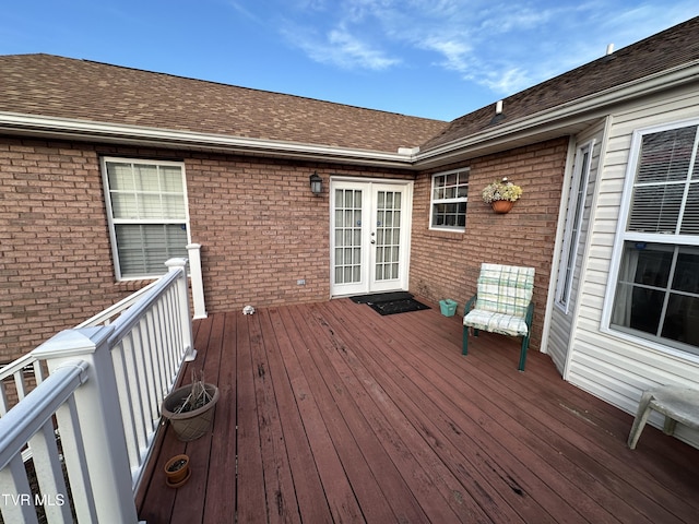 wooden terrace with french doors