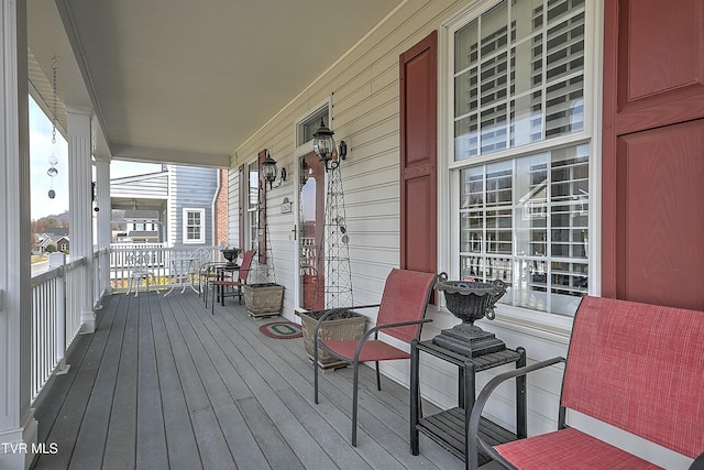 deck featuring a porch