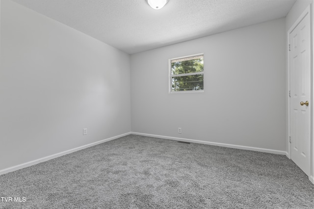 empty room featuring carpet, baseboards, and a textured ceiling