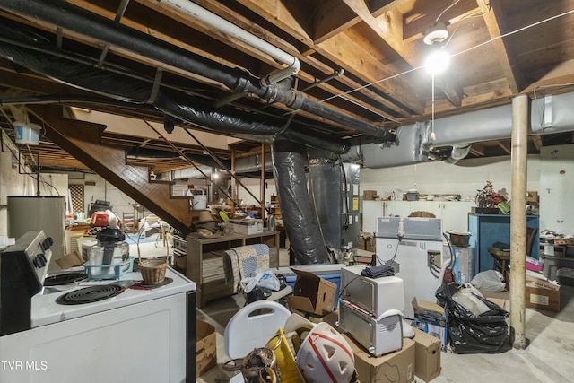 unfinished basement featuring stairway