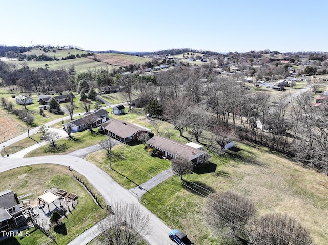 aerial view featuring a rural view