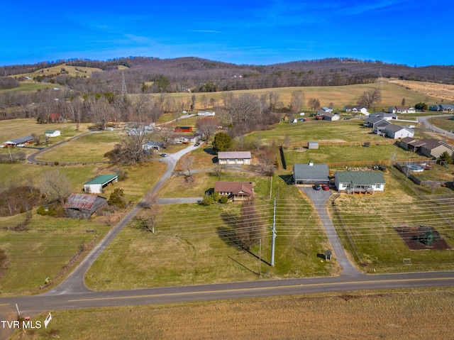 aerial view with a rural view and a mountain view