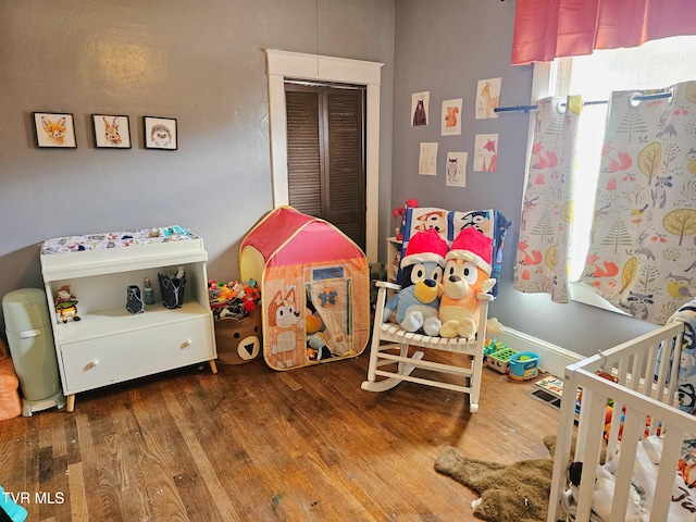 game room featuring wood finished floors