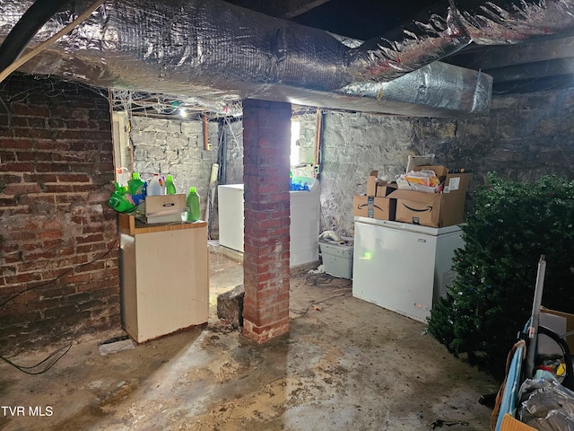 view of unfinished basement