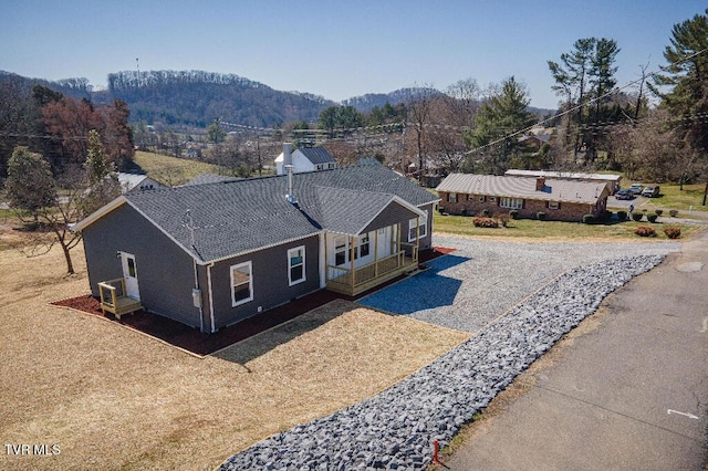 bird's eye view featuring a mountain view