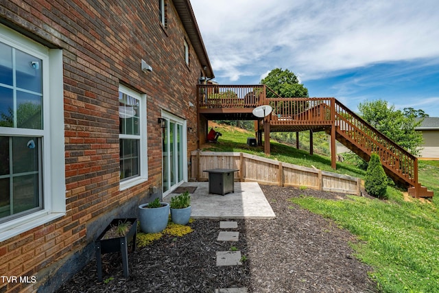 1212 Rocky Hollow Rd, Jonesborough, TN 37659 - view of yard featuring a wooden deck, stairs, and a patio