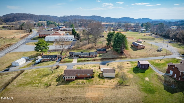 bird's eye view with a mountain view