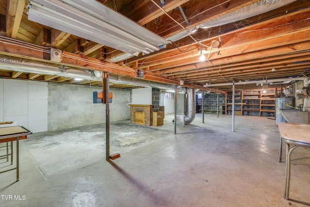 unfinished below grade area with water heater