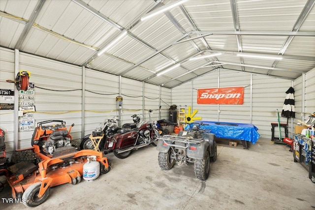 garage featuring metal wall