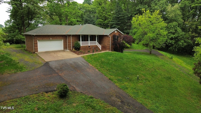 15399 Leatherwood Rd, Abingdon, VA 24210 - ranch-style house featuring driveway, a garage, a front yard, and brick siding