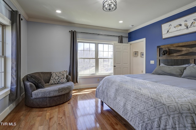 137 Unaka View Rd, Johnson City, TN 37601 - bedroom with recessed lighting, baseboards, wood finished floors, and crown molding