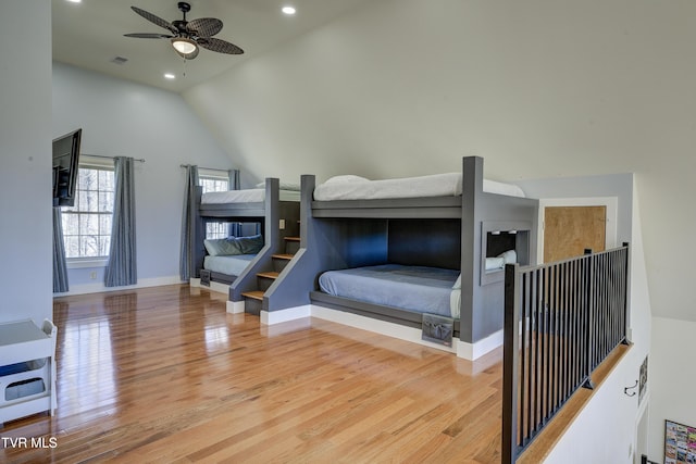 137 Unaka View Rd, Johnson City, TN 37601 - bedroom featuring recessed lighting, visible vents, wood finished floors, and vaulted ceiling