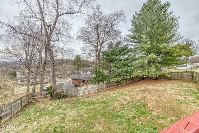 view of yard with a fenced backyard
