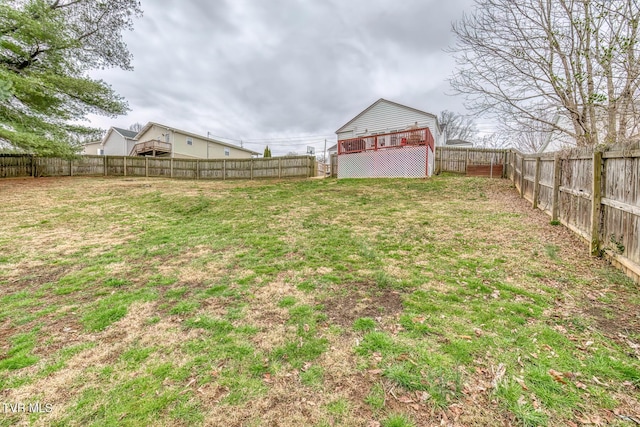 view of yard featuring a fenced backyard