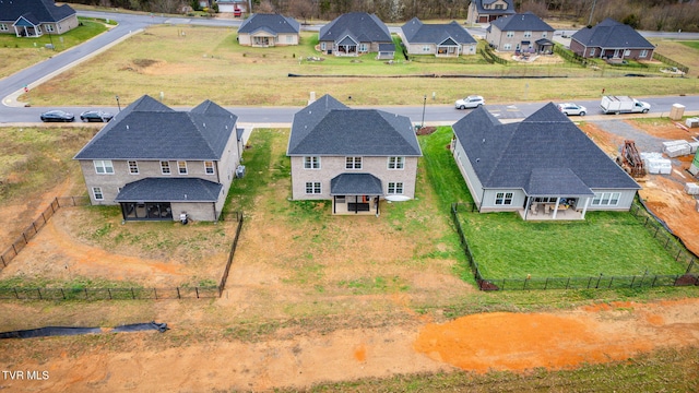 bird's eye view with a residential view