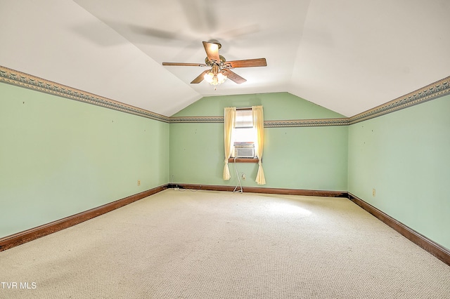 415 Fairgrounds Rd, Greeneville, TN 37745 - bonus room with baseboards, carpet, vaulted ceiling, cooling unit, and a ceiling fan