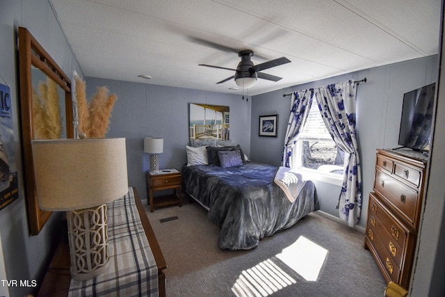 bedroom with carpet and ceiling fan