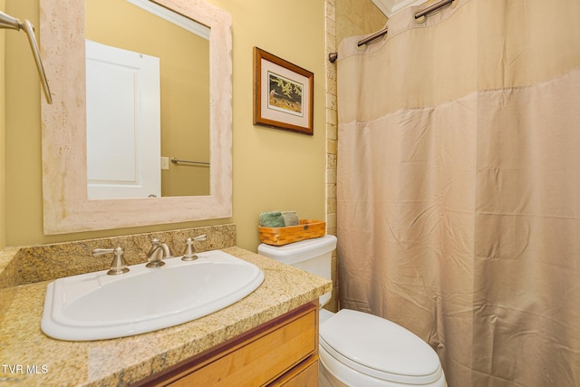 20324 Josh Allen Dr, Abingdon, VA 24211 - bathroom featuring vanity, a shower with shower curtain, and toilet