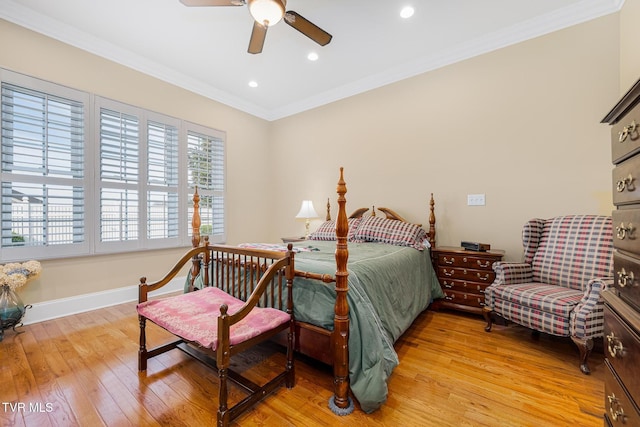 20324 Josh Allen Dr, Abingdon, VA 24211 - bedroom featuring ornamental molding, recessed lighting, light wood-style floors, baseboards, and ceiling fan