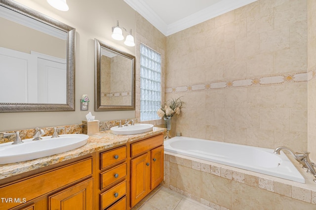 20324 Josh Allen Dr, Abingdon, VA 24211 - full bath with a sink, ornamental molding, double vanity, and tile patterned flooring