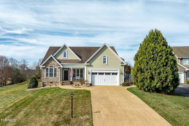 20324 Josh Allen Dr, Abingdon, VA 24211 - view of front facade featuring stone siding, driveway, a front lawn, and a shingled roof