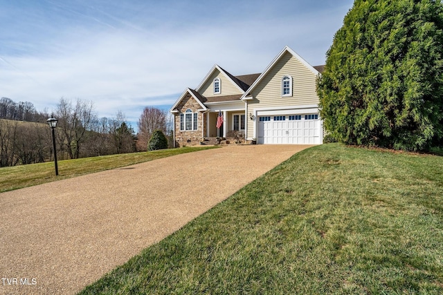 20324 Josh Allen Dr, Abingdon, VA 24211 - view of front of home featuring stone siding, driveway, and a front yard