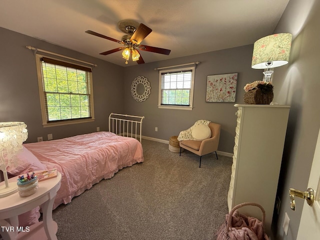 1209 Beechwood Dr, Johnson City, TN 37604 - bedroom featuring carpet floors, baseboards, and ceiling fan