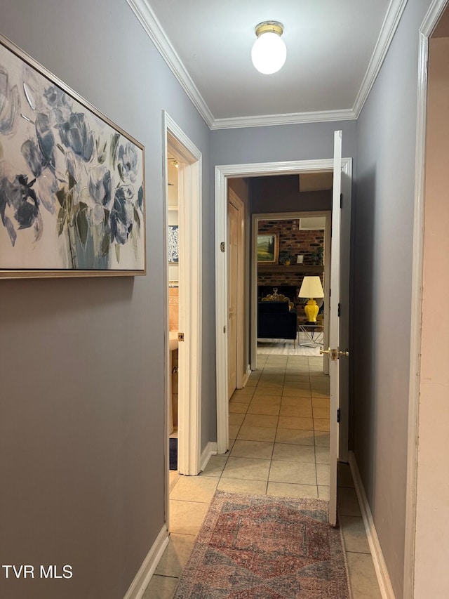 1209 Beechwood Dr, Johnson City, TN 37604 - hall featuring crown molding, light tile patterned floors, and baseboards