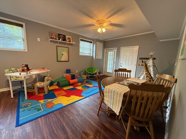 1209 Beechwood Dr, Johnson City, TN 37604 - dining room featuring wood finished floors, ceiling fan, baseboards, and ornamental molding