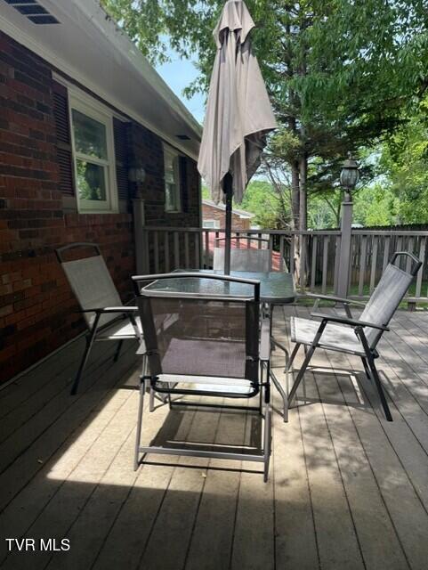 1209 Beechwood Dr, Johnson City, TN 37604 - wooden deck featuring outdoor dining area