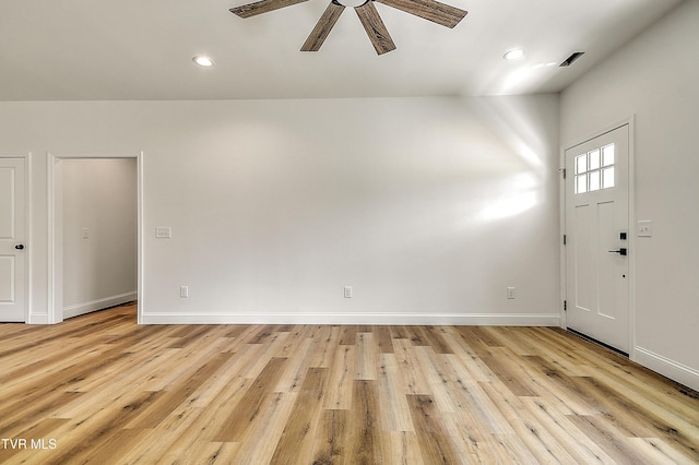 703 Swadley Rd, Johnson City, TN 37601 - foyer featuring a ceiling fan, light wood finished floors, baseboards, and recessed lighting