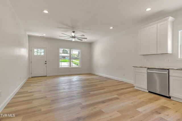 703 Swadley Rd, Johnson City, TN 37601 - unfurnished living room with ceiling fan, recessed lighting, light wood-type flooring, and baseboards