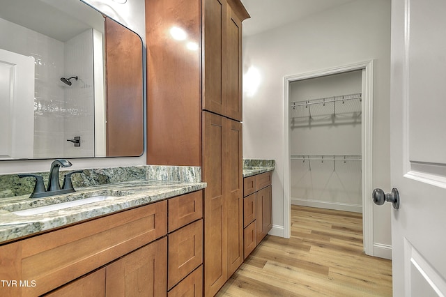 703 Swadley Rd, Johnson City, TN 37601 - bathroom featuring wood finished floors, a shower, vanity, and a spacious closet