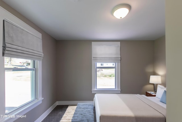 bedroom with baseboards and multiple windows