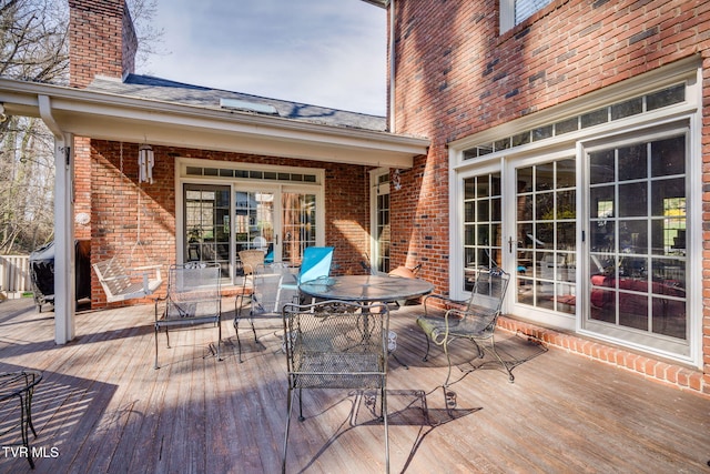 1221 Radcliffe Ave, Kingsport, TN 37664 - wooden terrace with french doors and outdoor dining space