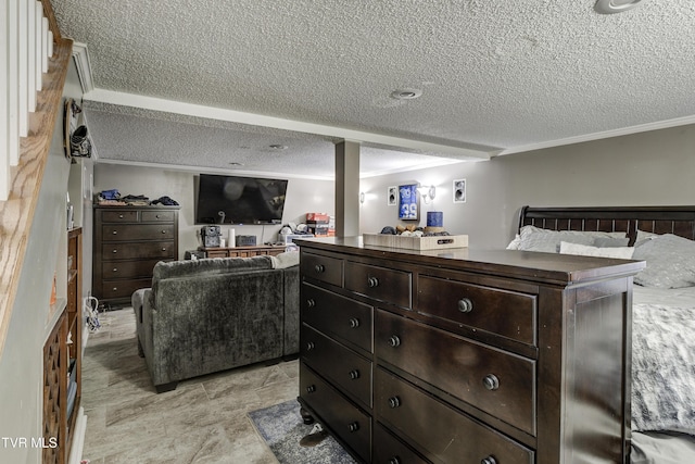 232 Meadow Dr, Bristol, TN 37620 - bedroom featuring a textured ceiling and ornamental molding